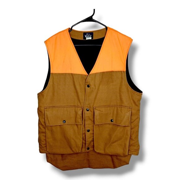 Vintage Woolrich Hunting Vest Sz L Snap On Utility Back Pocket Fleece Lined USA - Picture 1 of 15